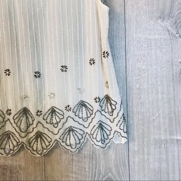 Bar III Embellished Sheer White Tank Blous… - Picture 3 of 10